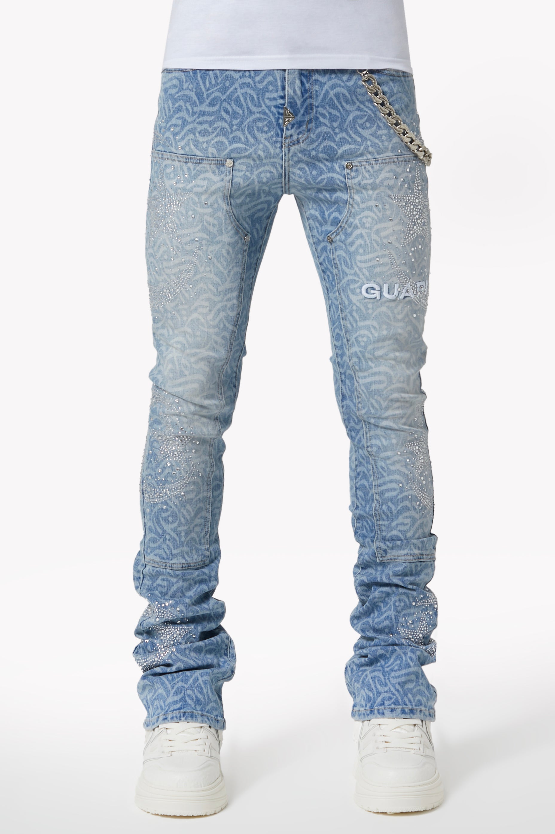 Aqua Blue Calligraphy Denim – Guapi Clothing
