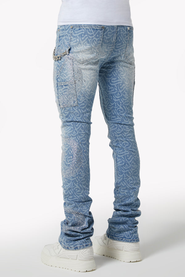 アクアブルー書道デニム - Guapi Clothing