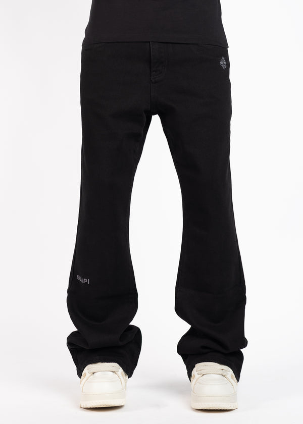 Obsidian Black Basics Flared Denim - Guapi Clothing