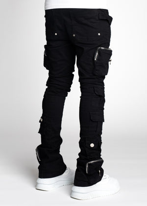 Obsidian Black Stacked Cargo Pant