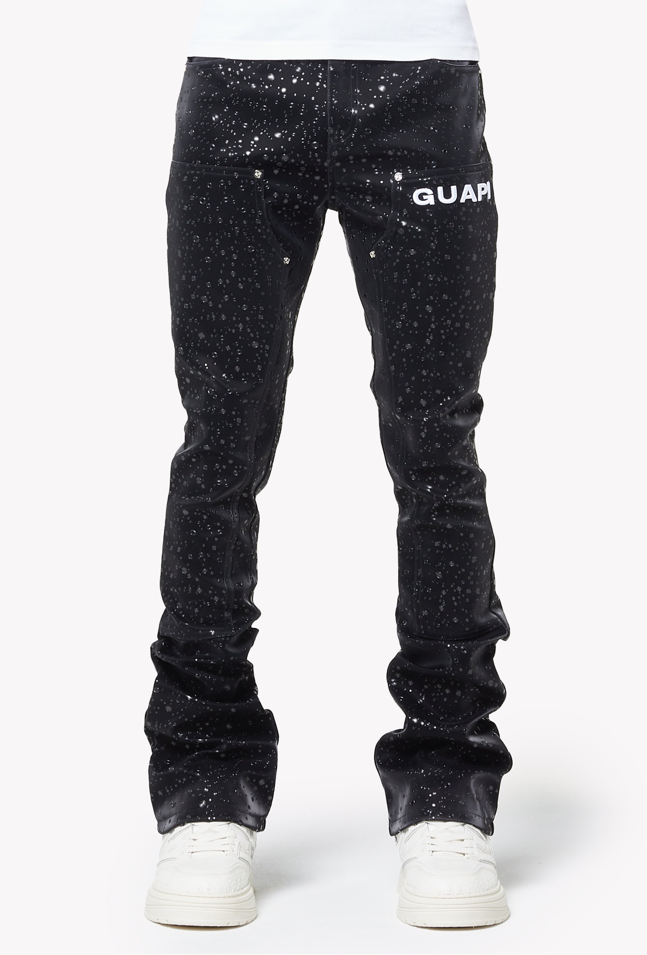 ESSENCE OF WATER インディー・ソウル G-RAP Obsidian Black Raindrop Leather Pant – GUAPI CLOTHING FZ-LLC
