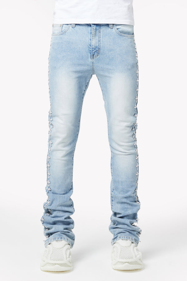パンツ GUAPI VINTAGE BLUE DISTRESSEDCROSS DENIM Vintage Blue Distressed Cross Denim - Guapi Clothing