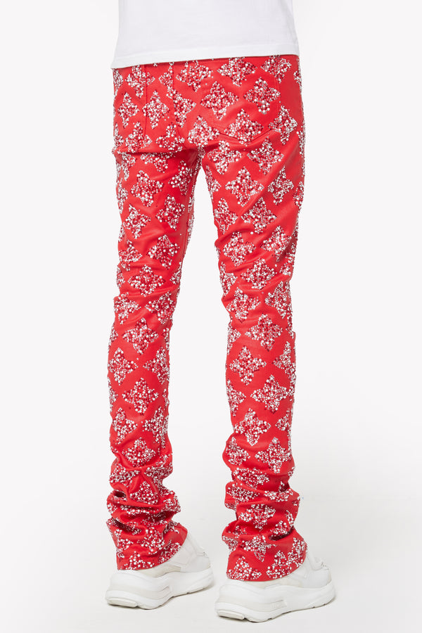 Blood Red Embellished Denim - Guapi Clothing