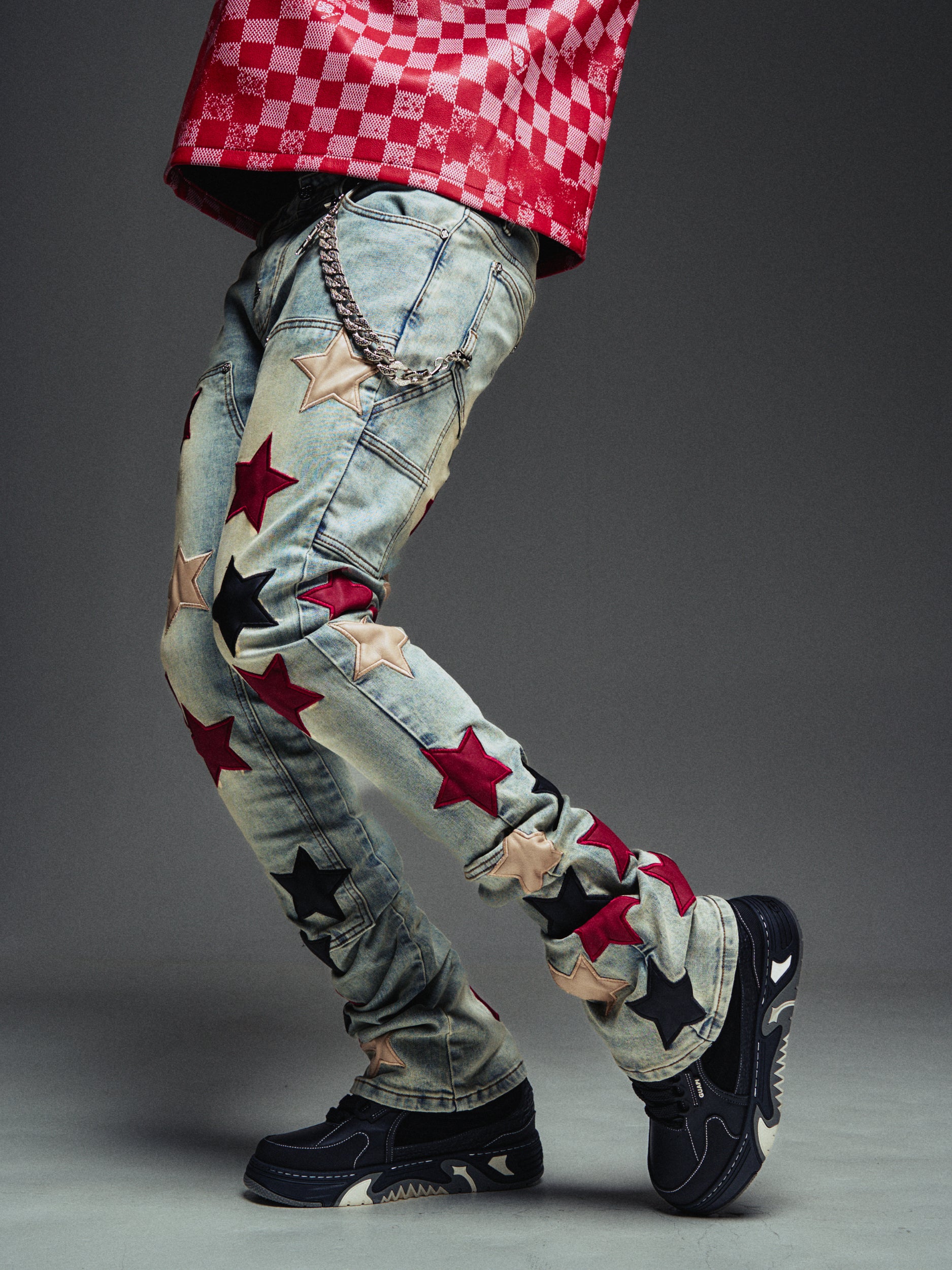 Wine Red Vintage Stars Denim – GUAPI CLOTHING FZ-LLC