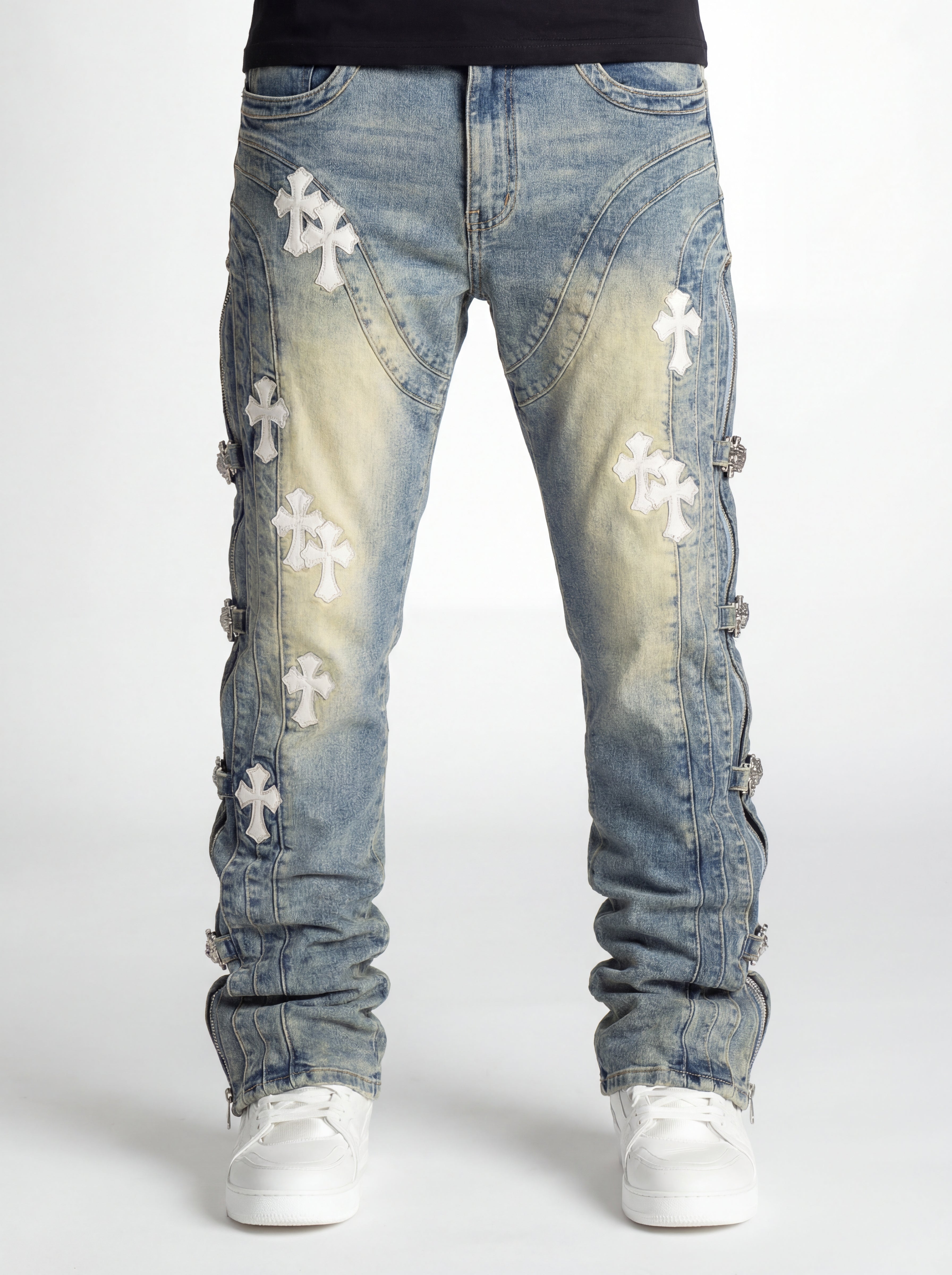 Vintage Blue Cross Straight Leg Denim – GUAPI CLOTHING FZ-LLC