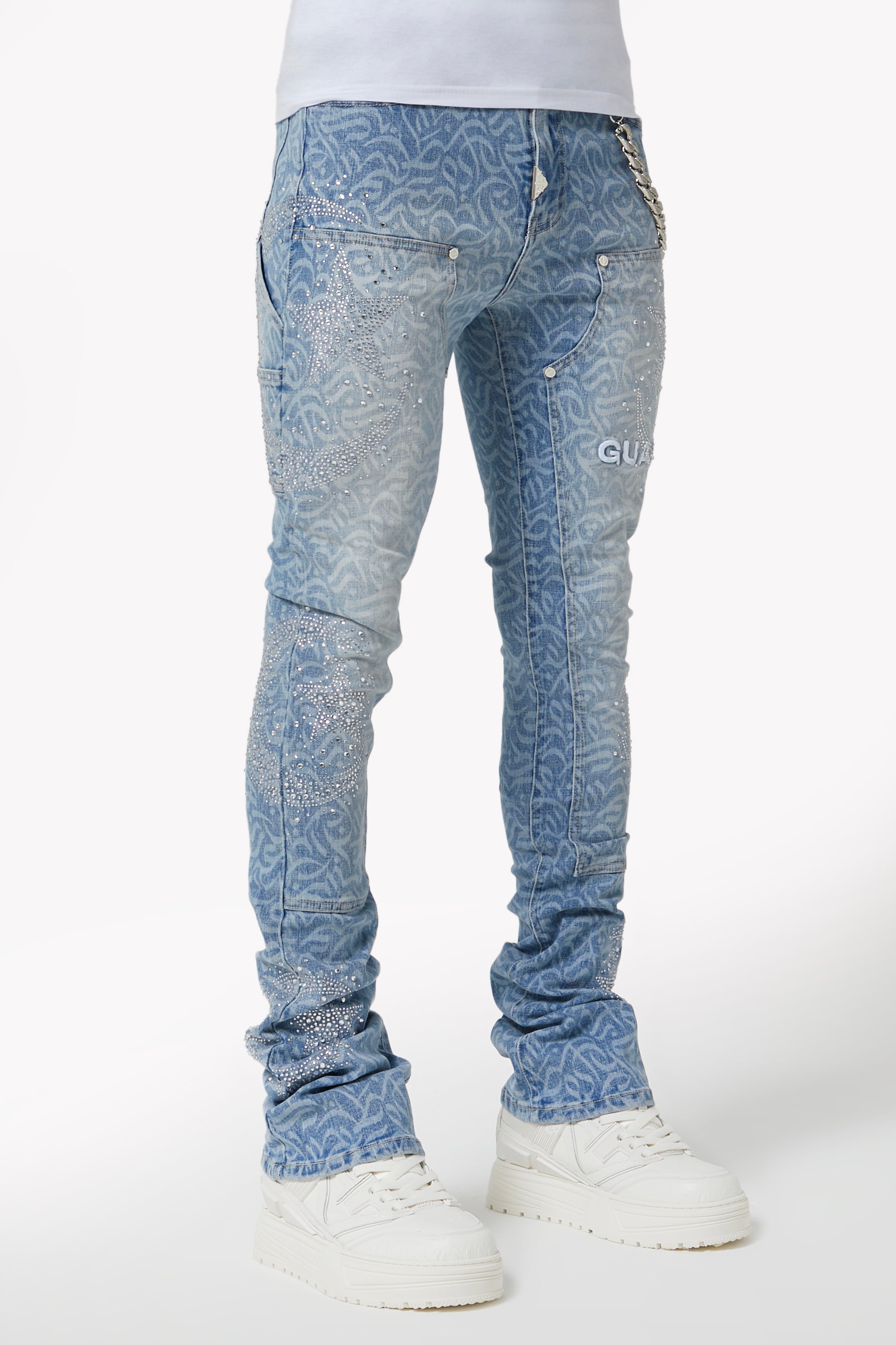 アクアブルー書道デニム