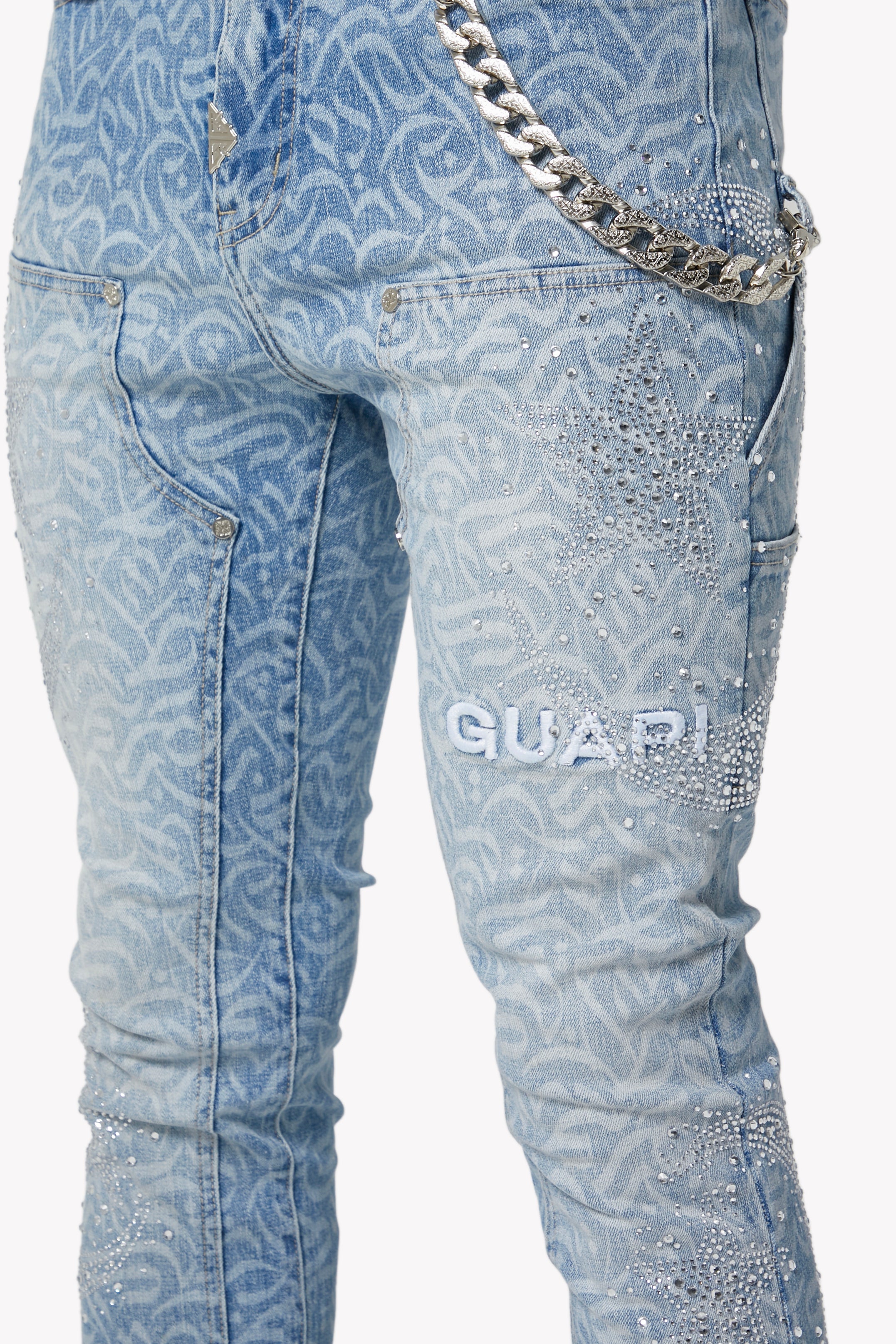 Aqua Blue Calligraphy Denim – GUAPI CLOTHING FZ-LLC