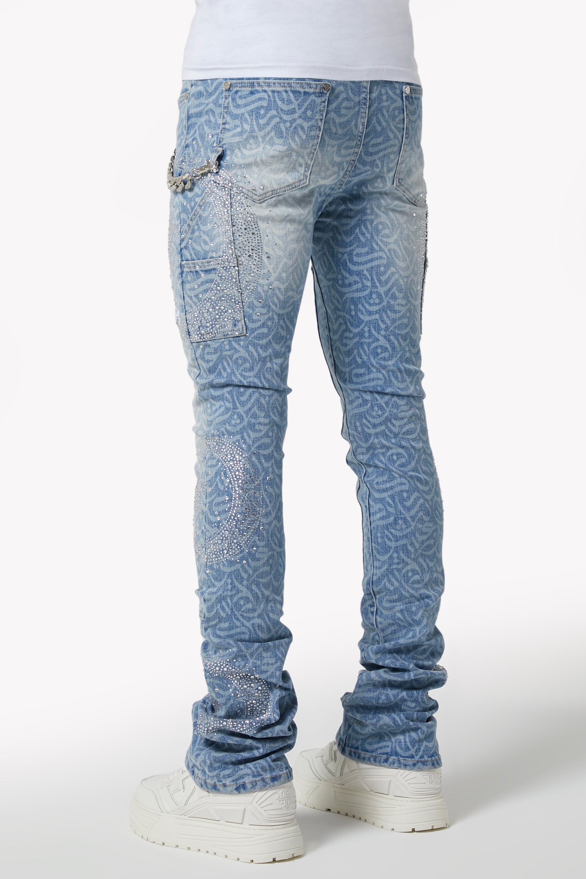 アクアブルー書道デニム