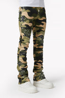 Camo Pearls Embellished Denim