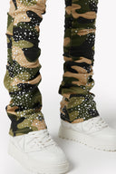 Camo Pearls Embellished Denim