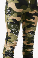 Camo Pearls Embellished Denim