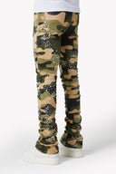 Camo Pearls Embellished Denim
