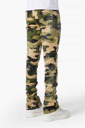 Camo Pearls Embellished Denim
