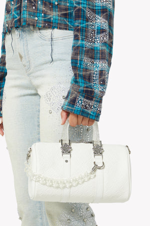 Pearl White Mini Duffle Bag