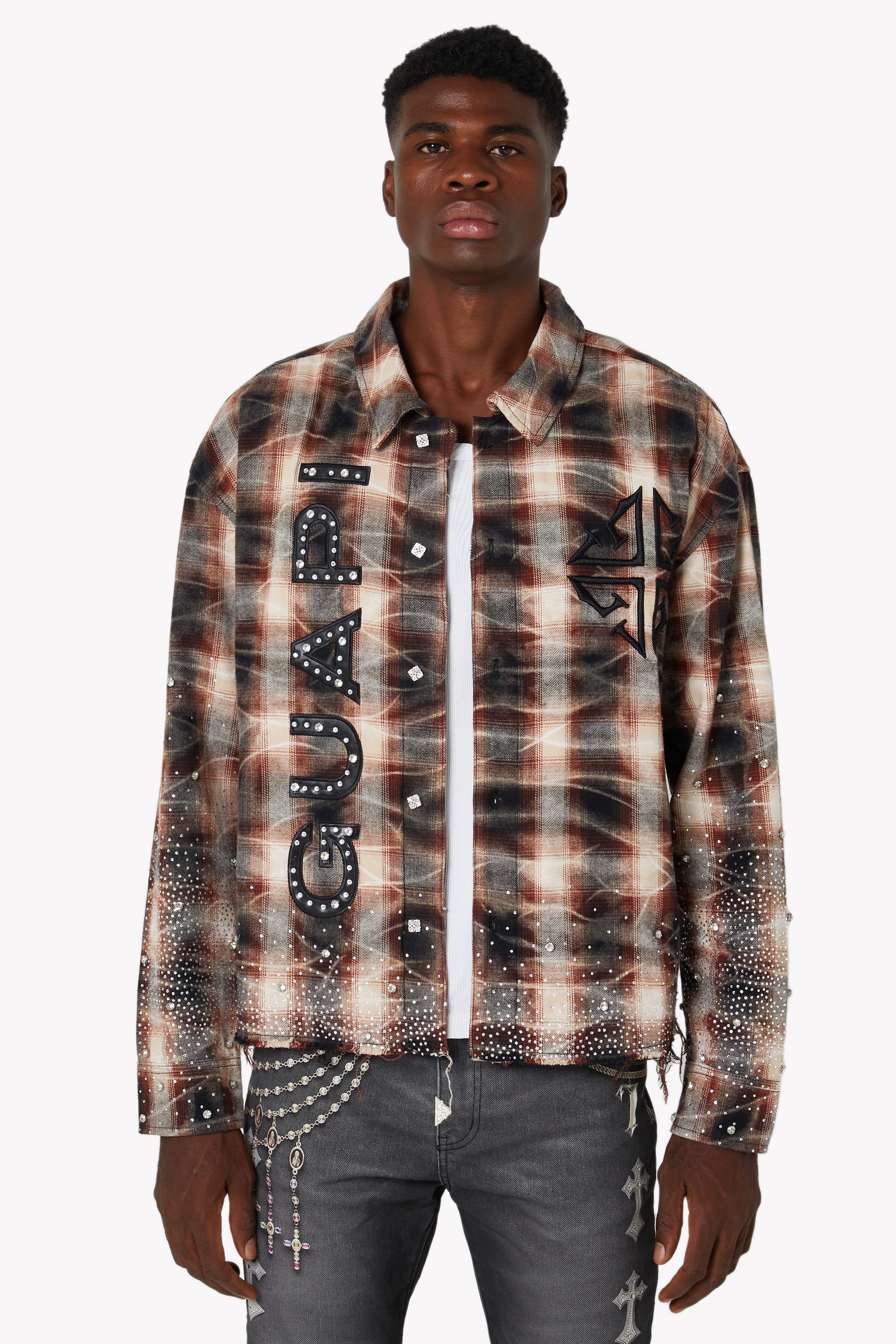 Mocha Rhinestone Flannel