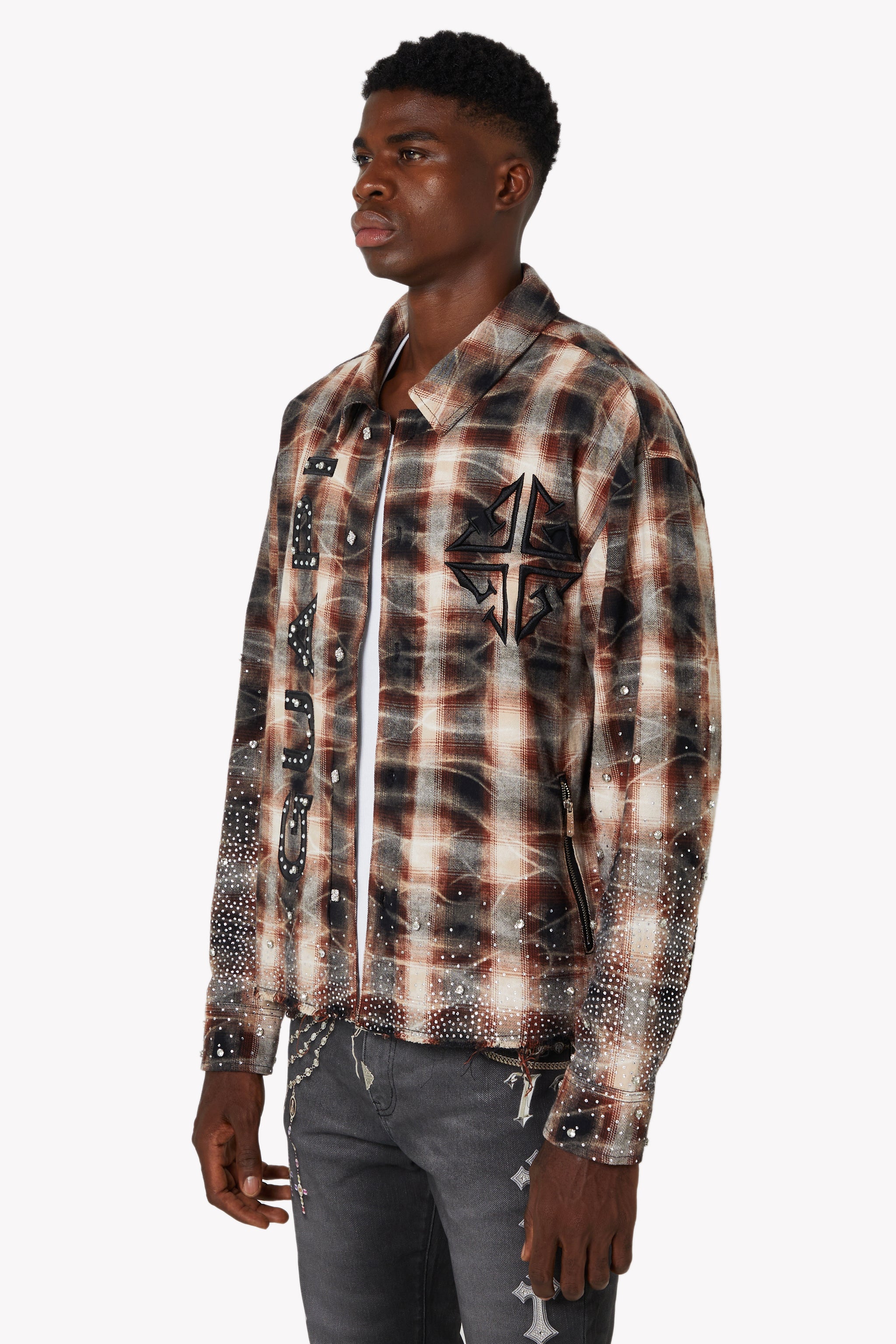 Mocha Rhinestone Flannel