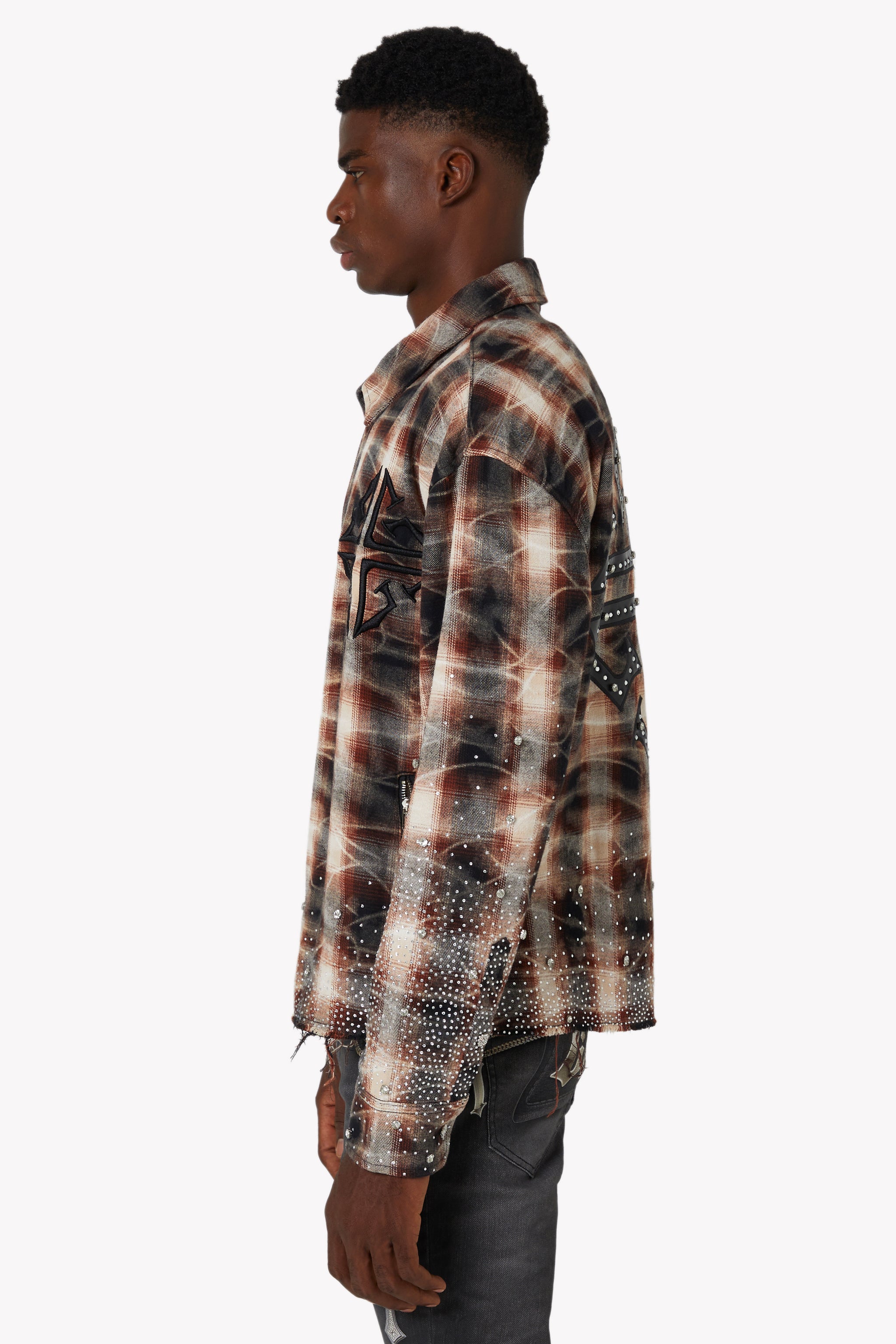 Mocha Rhinestone Flannel