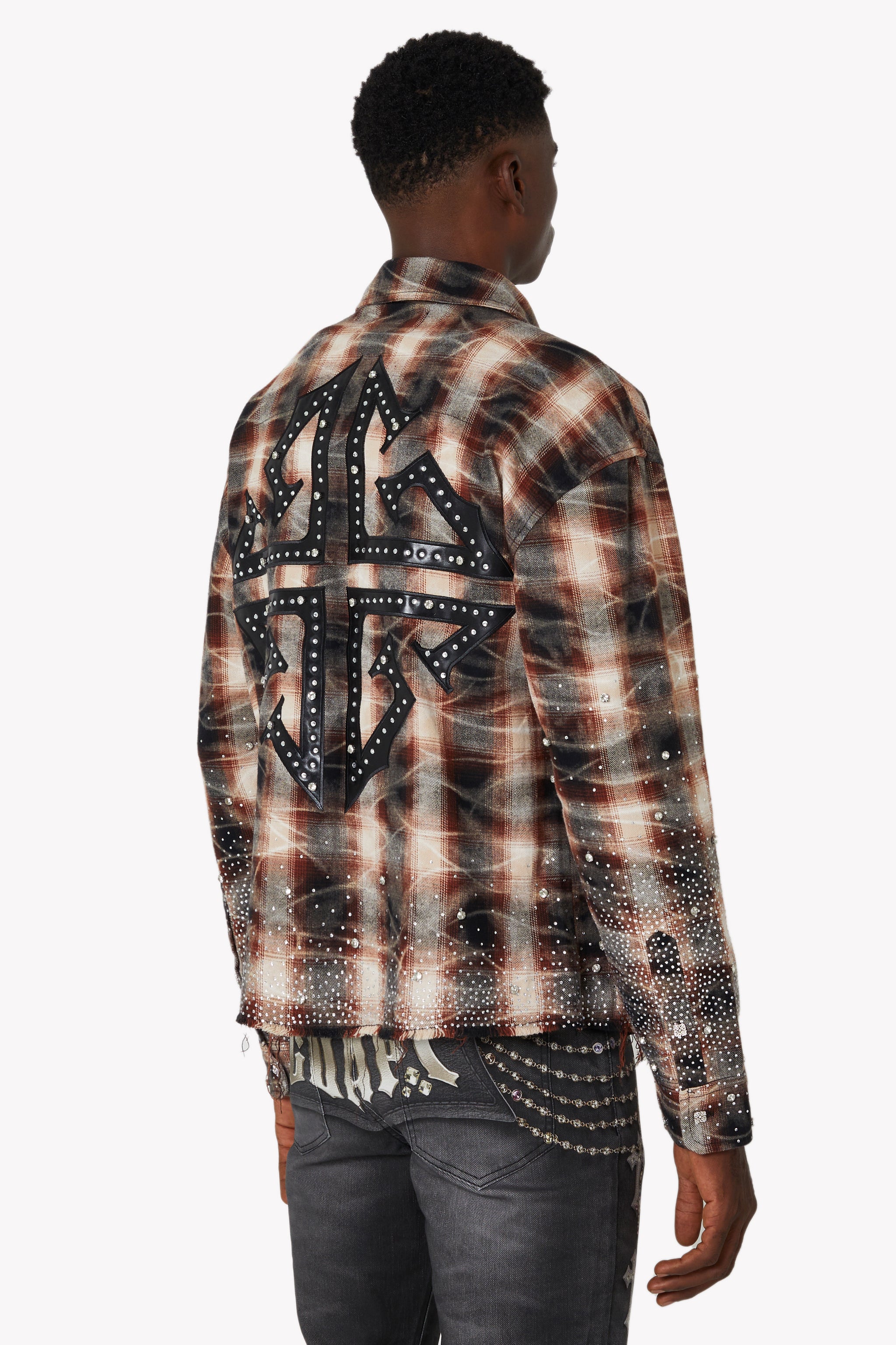 Mocha Rhinestone Flannel