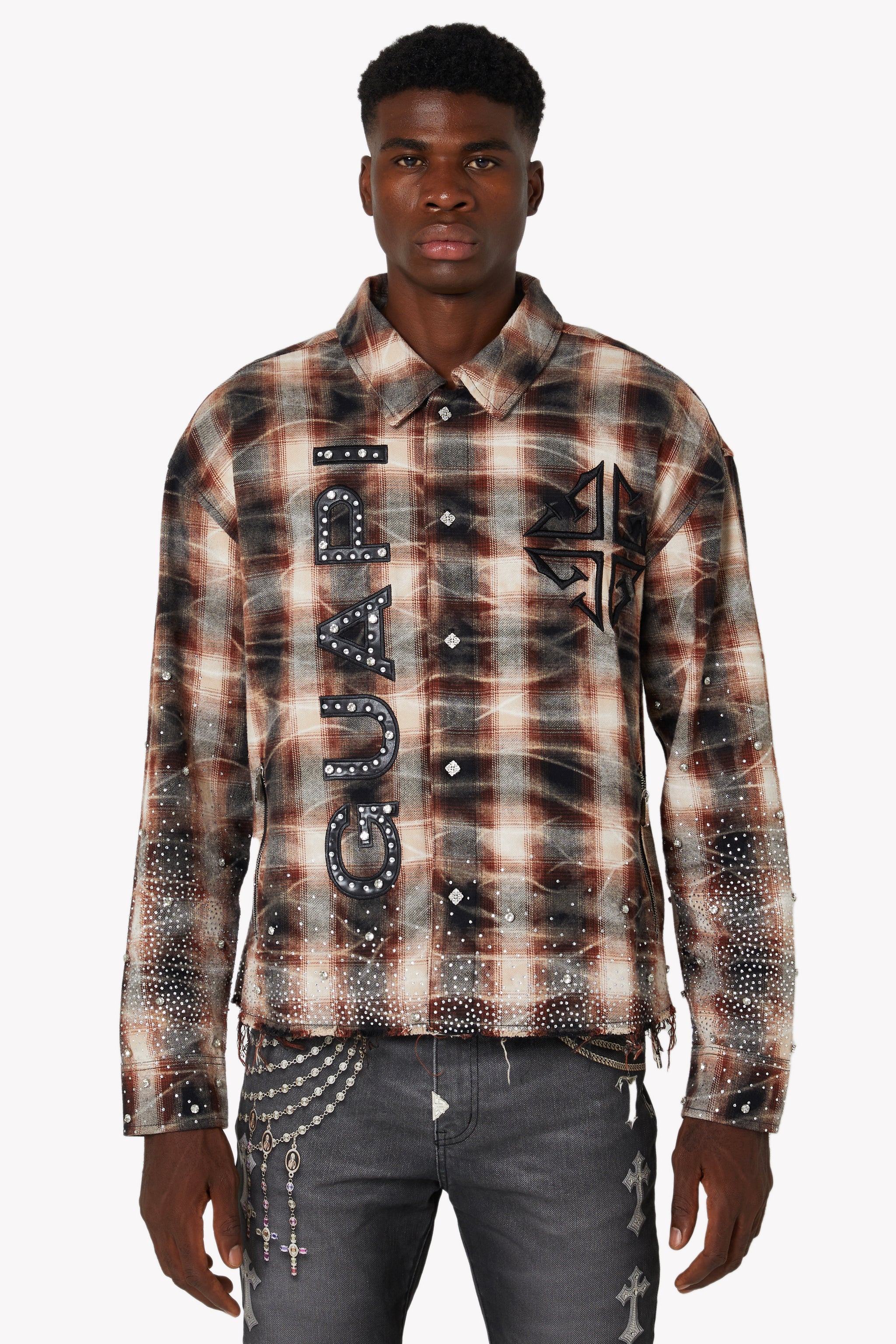 Mocha Rhinestone Flannel