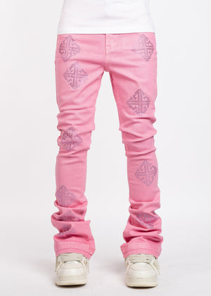 French Rose Waxed  Embellished Denim