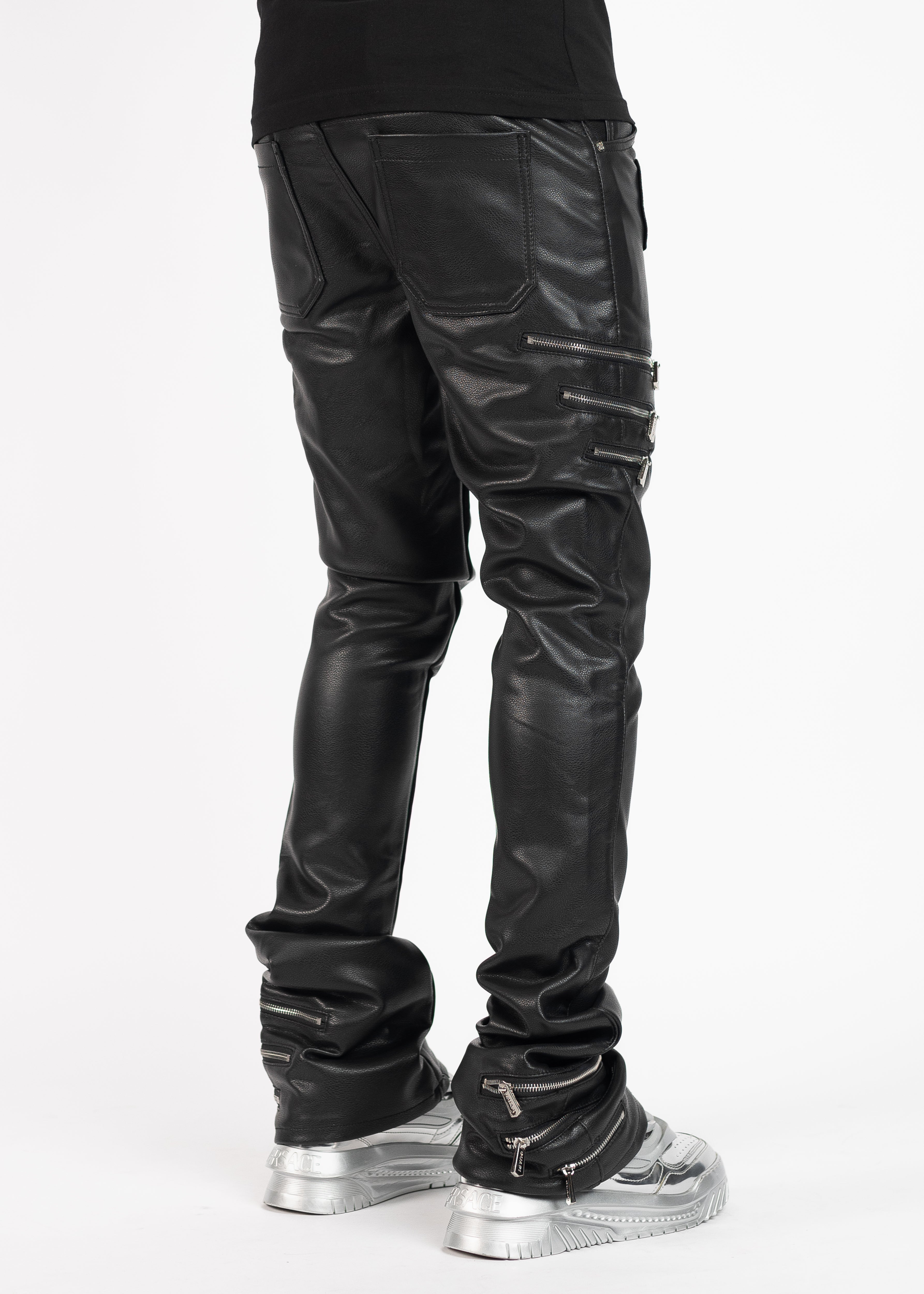 Obsidian Black Logo Leather Pant – Guapi Clothing