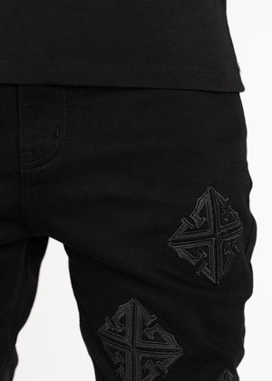 All Black Icon Stacked Denim