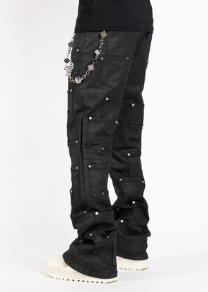 Obsidian Black Dice Flared Denim