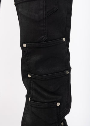 Obsidian Black Dice Flared Denim