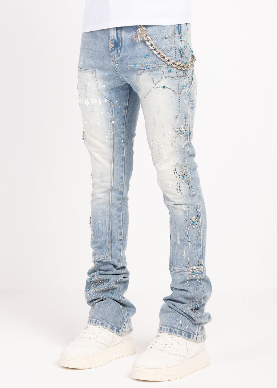 Aqua Blue Spider Denim
