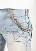 Aqua Blue Spider Denim