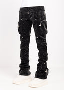 Obsidian Black Raindrop Cargo Leather Pant