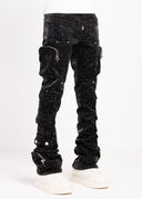 Obsidian Black Raindrop Cargo Leather Pant