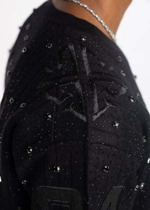All Black Embellished Football Tee