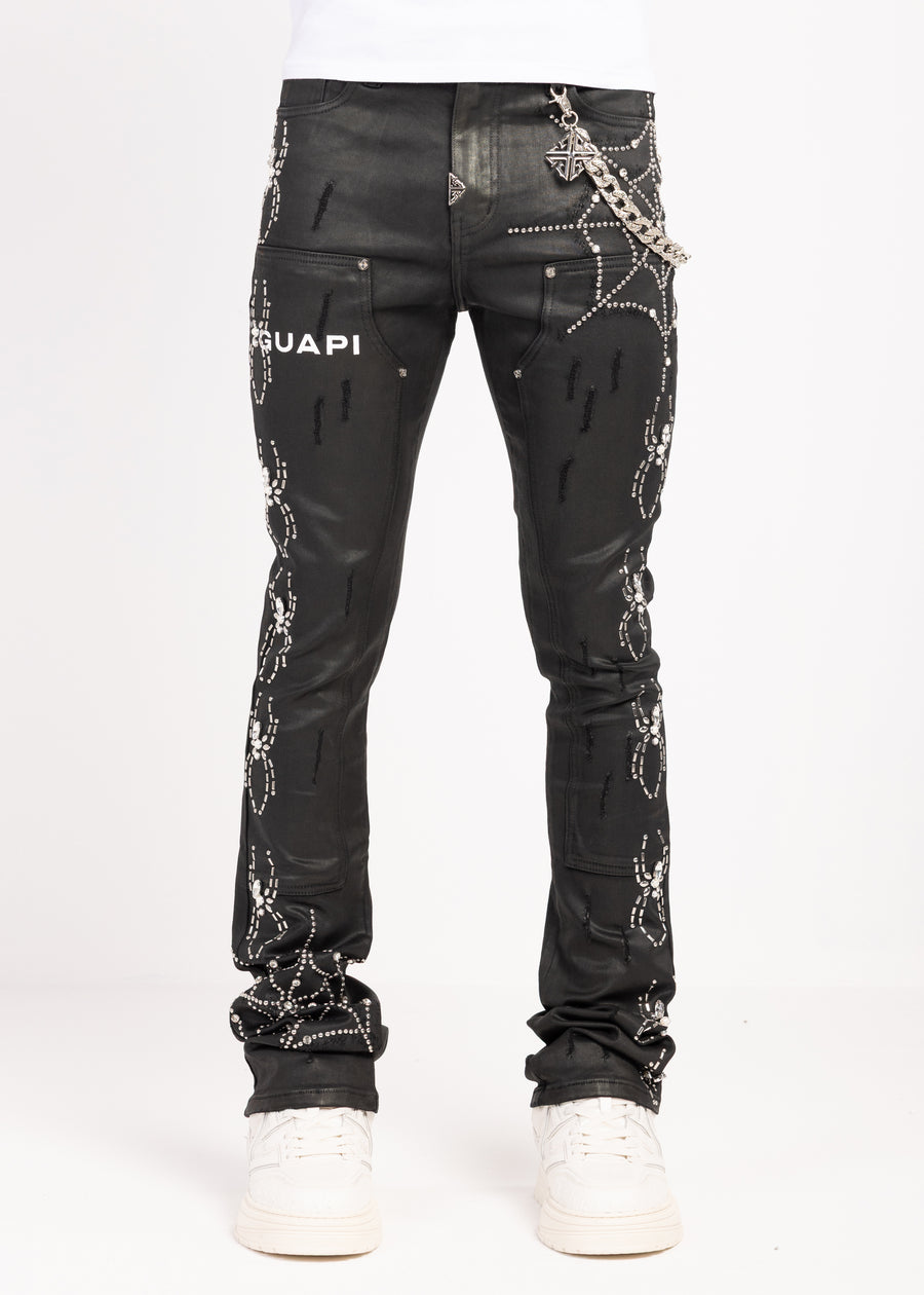 Obsidian Black Waxed Spider Denim