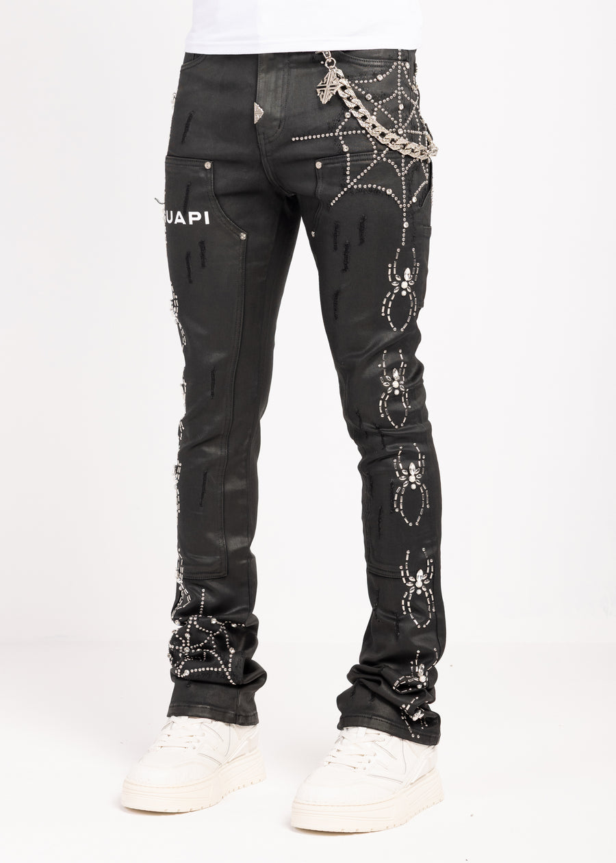 Obsidian Black Waxed Spider Denim