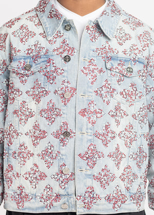 Aqua Blue Embellished Denim Jacket V3