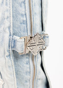 Aqua Blue Cross Buckle Denim