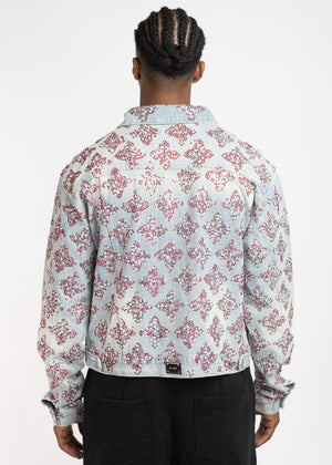 Aqua Blue Embellished Denim Jacket V3