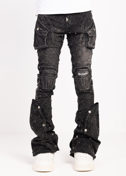 Obsidian Black Coffin Arc Embellished Denim – GUAPI CLOTHING FZ-LLC