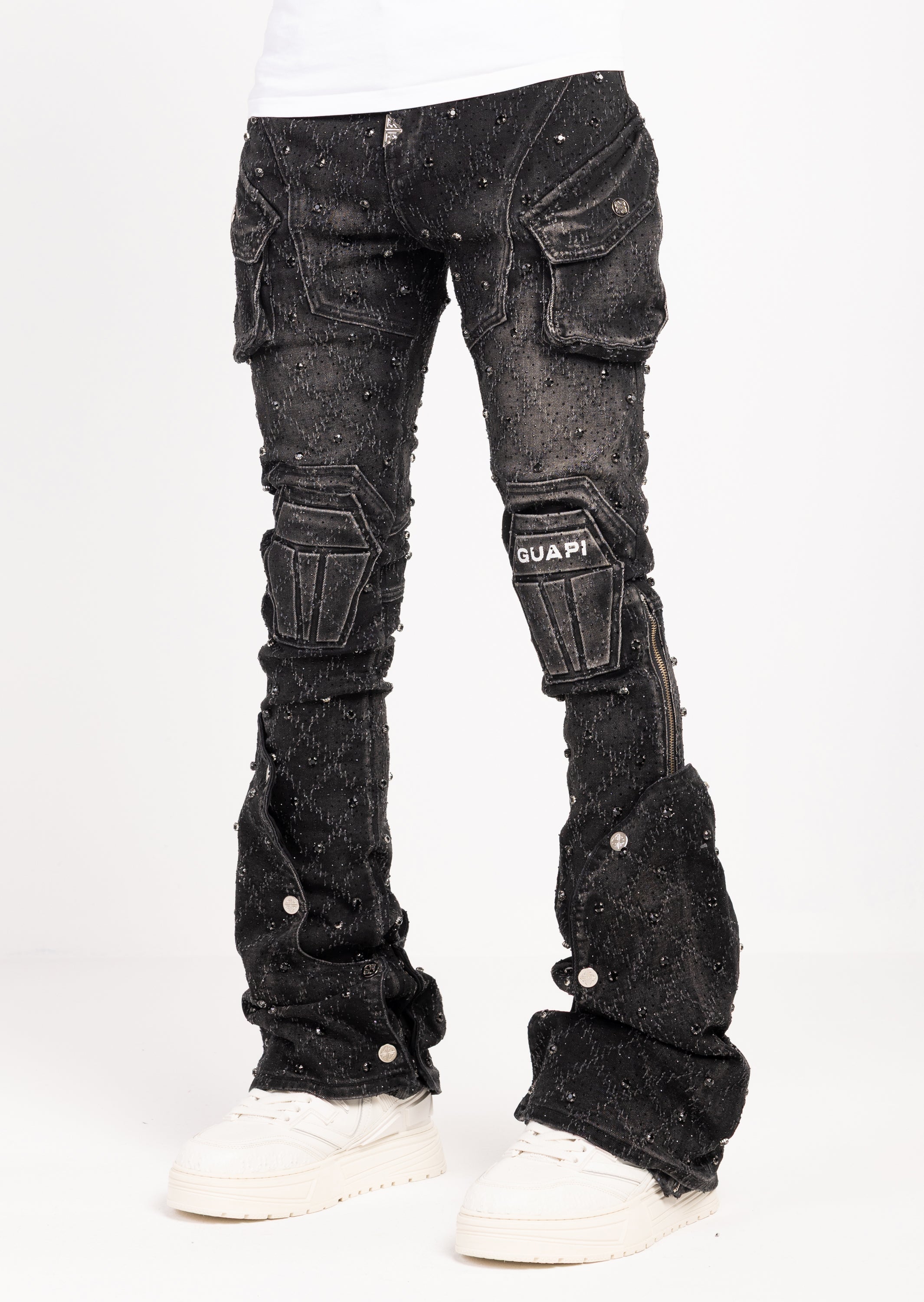 Obsidian Black Coffin Arc Embellished Denim – GUAPI CLOTHING FZ-LLC