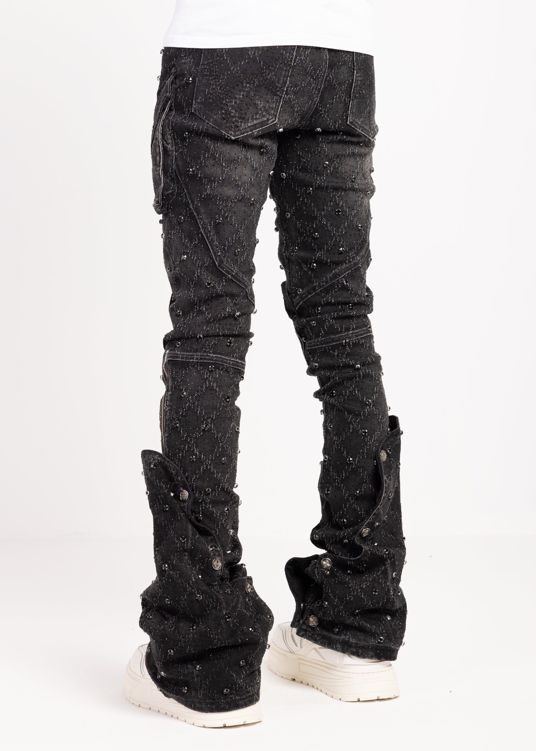 Obsidian Black Coffin Arc Embellished Denim – GUAPI CLOTHING FZ-LLC