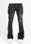Obsidian Black Coffin Arc Embellished Denim