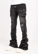 Obsidian Black Coffin Arc Embellished Denim