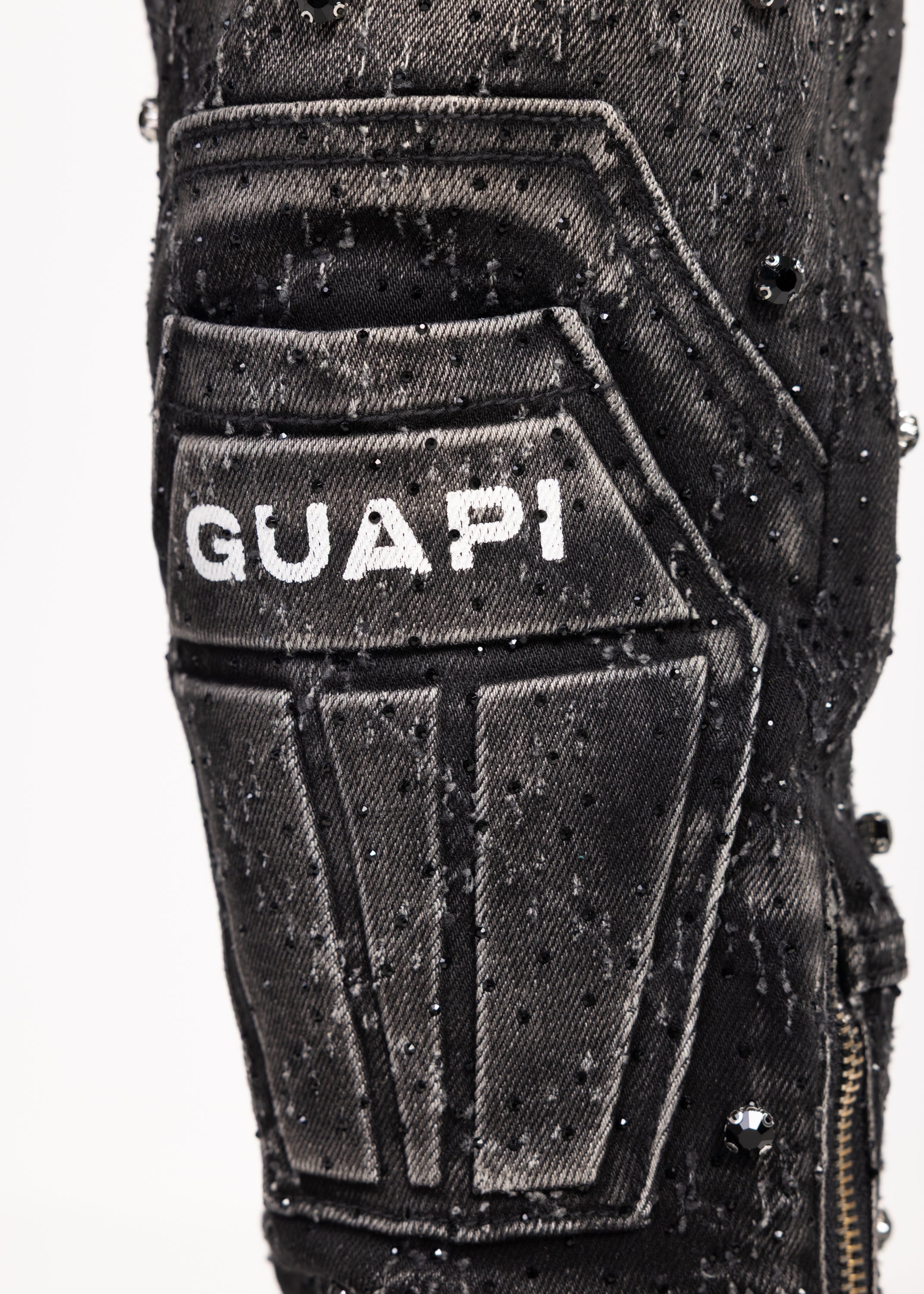 Obsidian Black Coffin Arc Embellished Denim – GUAPI CLOTHING FZ-LLC