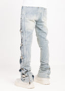 Aqua Blue Cross Buckle Denim