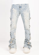 Aqua Blue Cross Buckle Denim