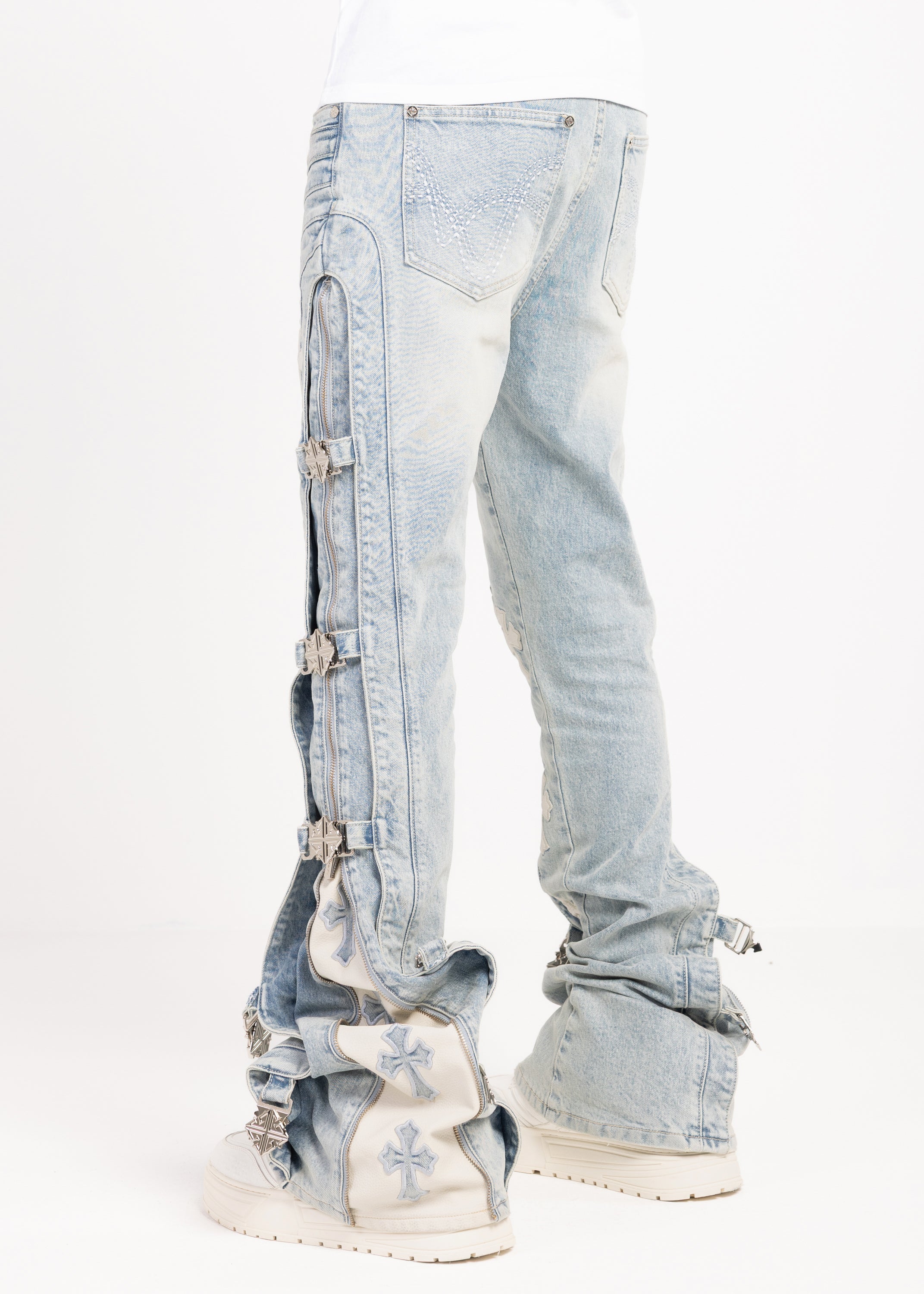 Aqua Blue Cross Buckle Denim – GUAPI CLOTHING FZ-LLC