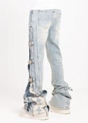 Aqua Blue Cross Buckle Denim