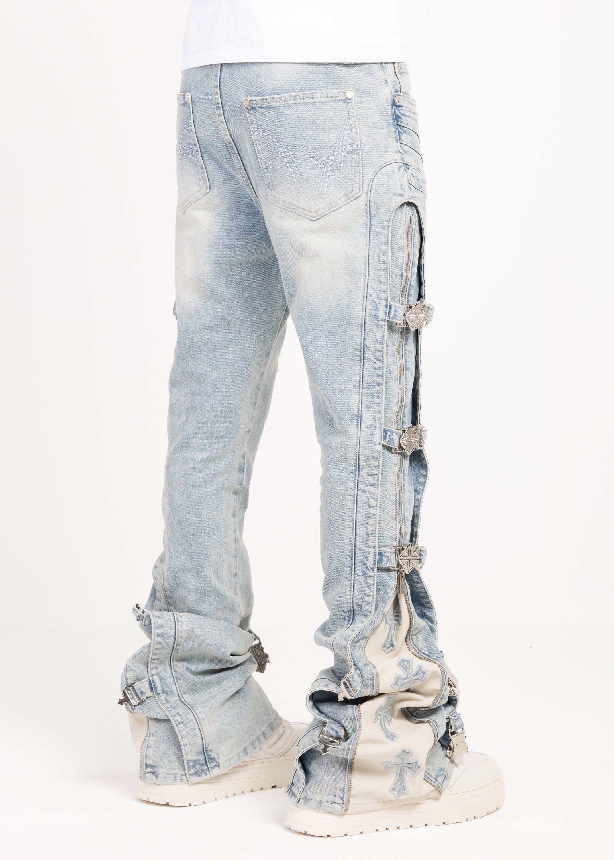 Aqua Blue Cross Buckle Denim – GUAPI CLOTHING FZ-LLC
