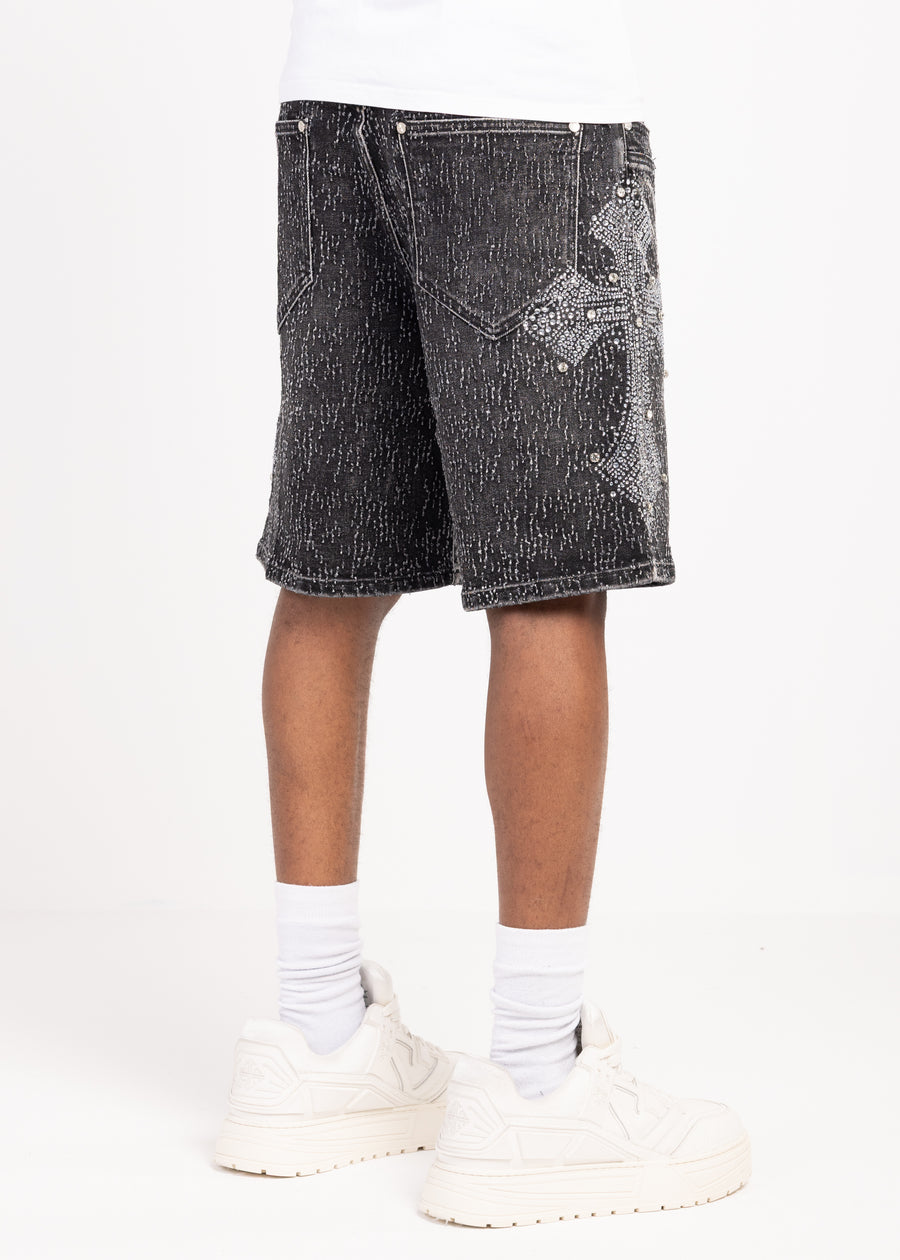 Vintage Black Distressed Denim Shorts